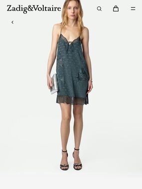 Zadig & Voltaire Calissa Silk Slip Dress Teal - NWT